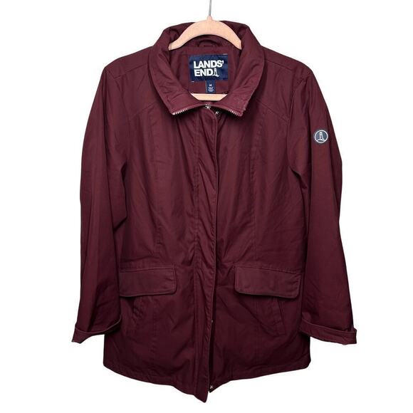 Lands End Full Zip Windbreaker Jacket Maroon - Picture 1 of 5